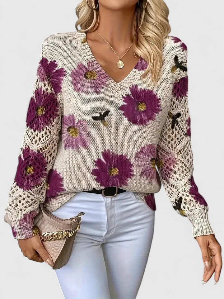 Dominga - Suéter Floral Calado