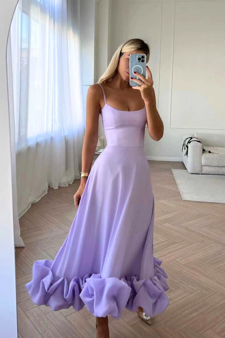 Lora - Vestido Midi Volante en Ruedo