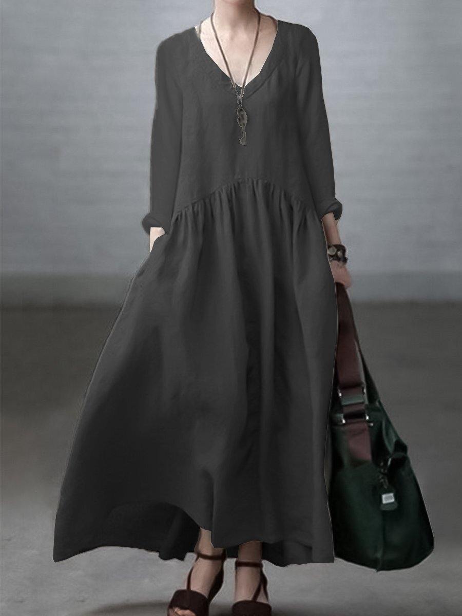 Amanda - Vestido Maxi Fruncido Escote V
