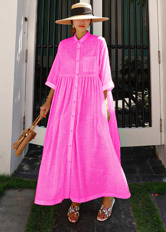 Isabel - Vestido Camisero Rayas Bolsillo