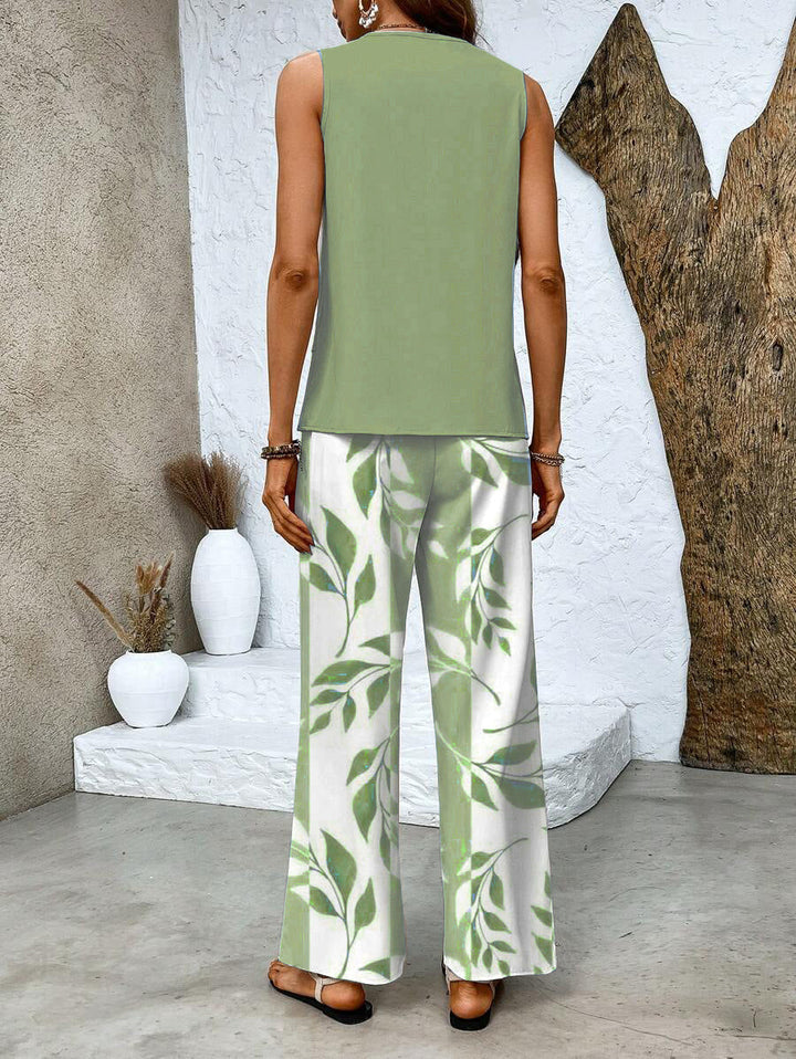 Guillermina - Conjunto Dos Piezas Verde Oliva Ramas