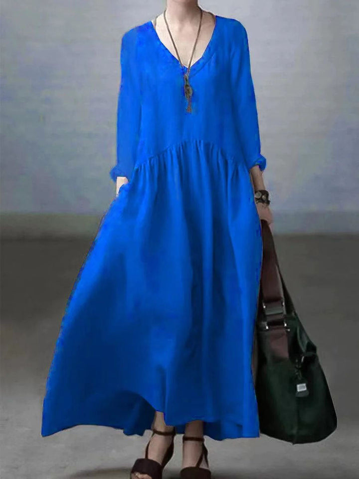 Amanda - Vestido Maxi Fruncido Escote V