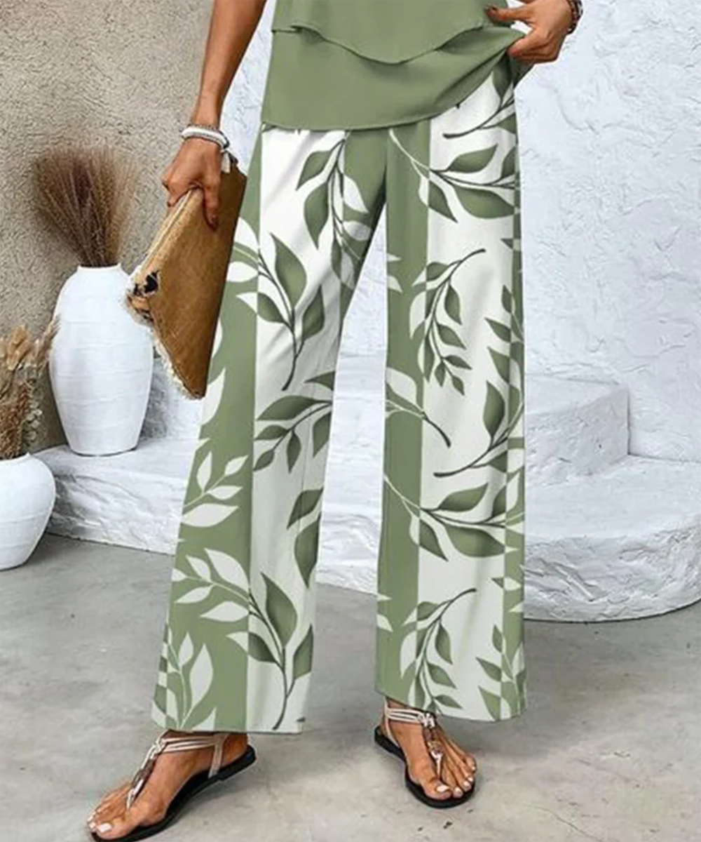Guillermina - Conjunto Dos Piezas Verde Oliva Ramas