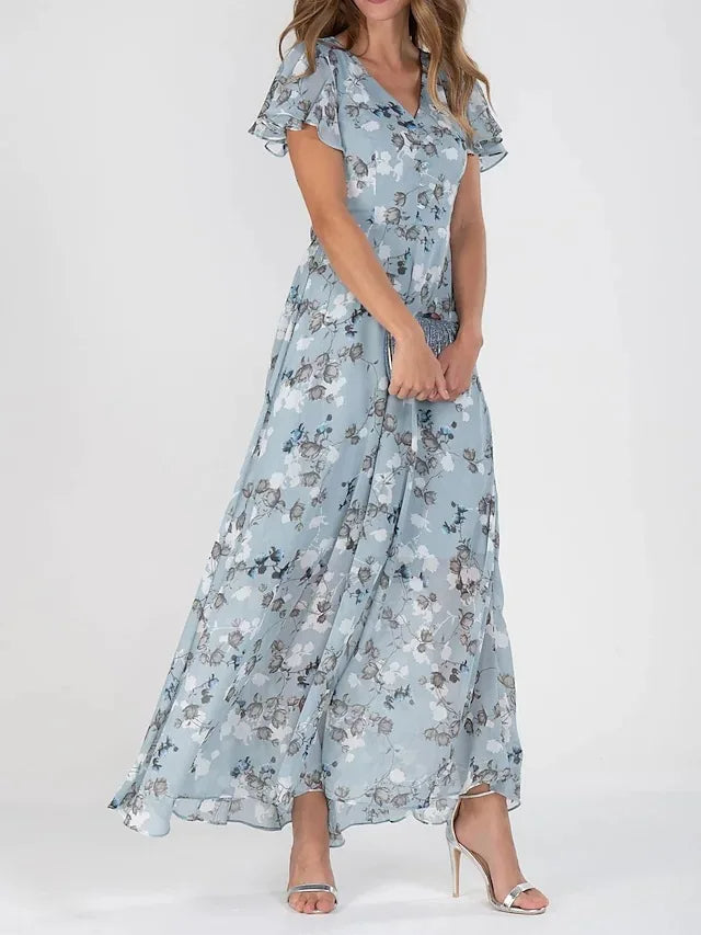 Simona - Vestido Largo Flores Escote V