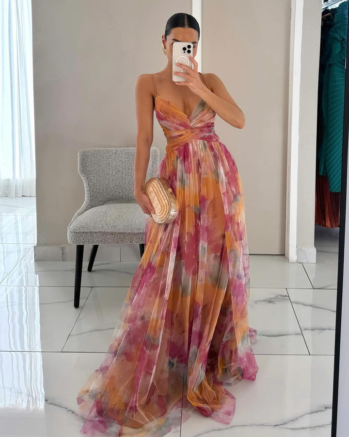 Catalina - Vestido Maxi Tul Drapeado
