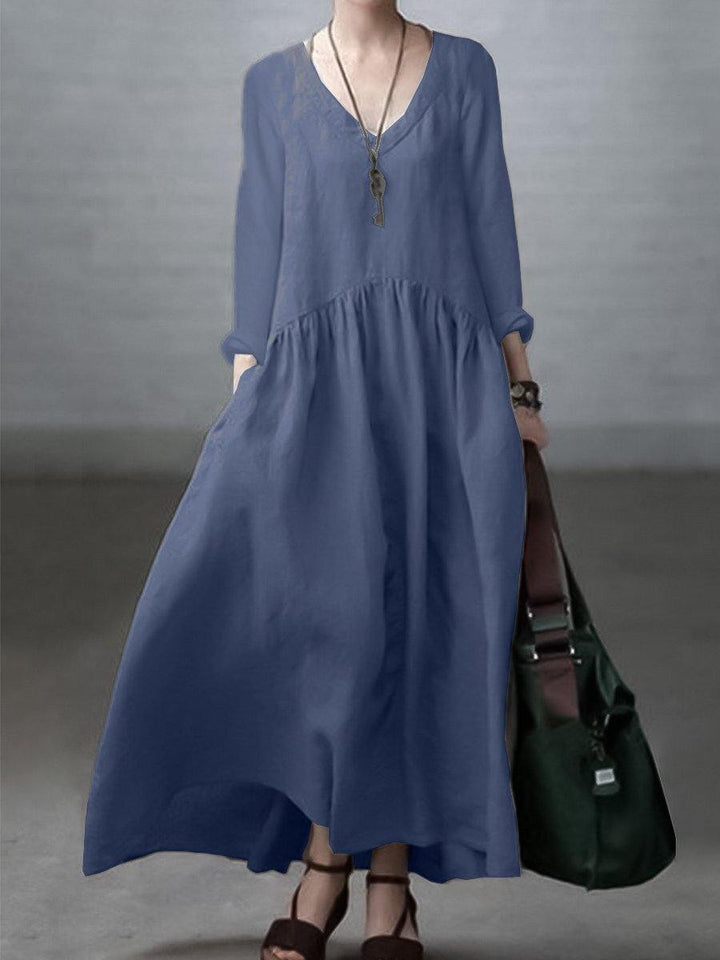 Amanda - Vestido Maxi Fruncido Escote V