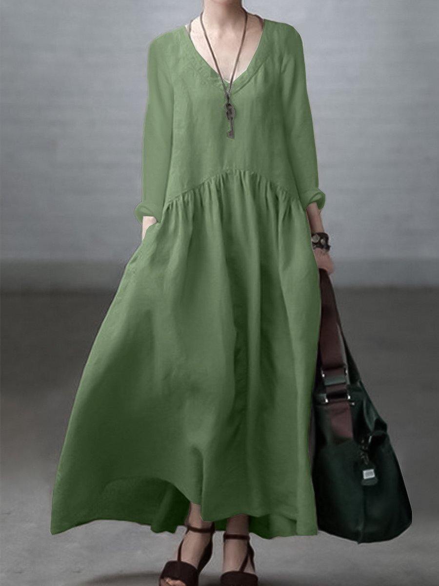Amanda - Vestido Maxi Fruncido Escote V