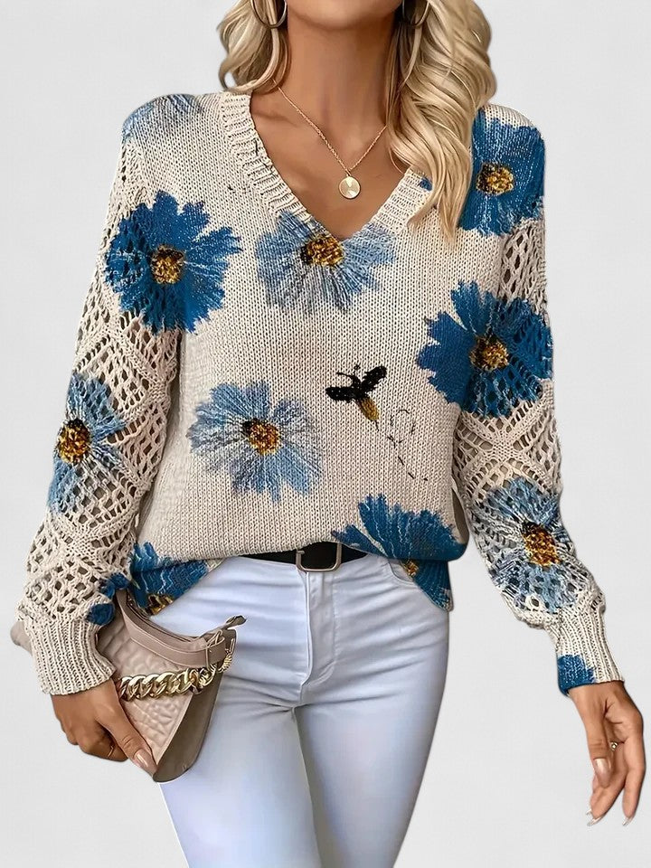 Dominga - Suéter Floral Calado