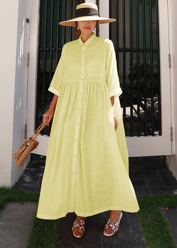 Isabel - Vestido Camisero Rayas Bolsillo