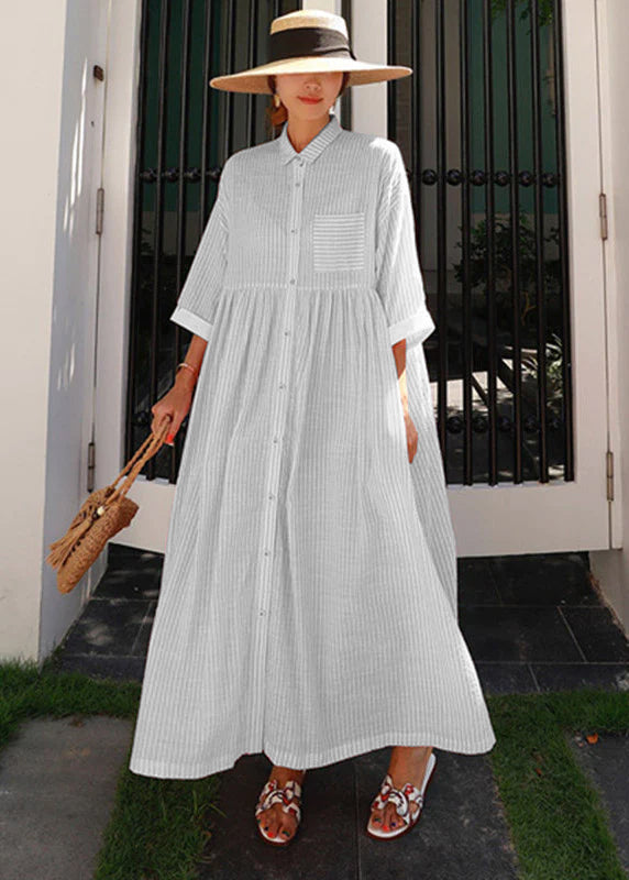 Isabel - Vestido Camisero Rayas Bolsillo