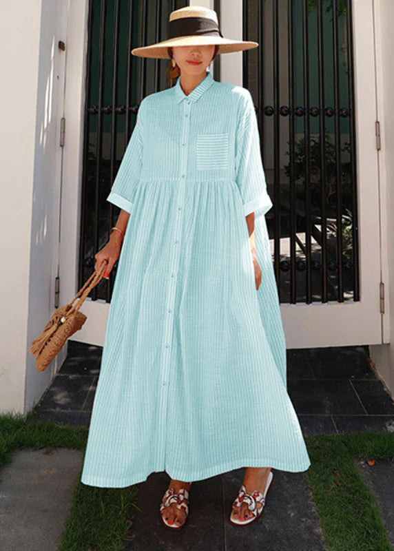 Isabel - Vestido Camisero Rayas Bolsillo