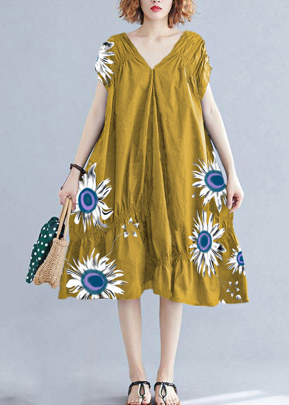 Amira - Vestido Holgado Cuello V Fruncido