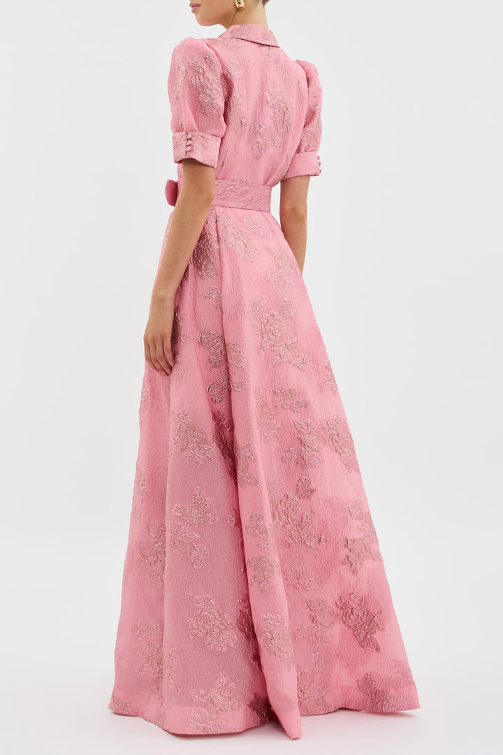 Otilia - Vestido Largo Floral Brocado