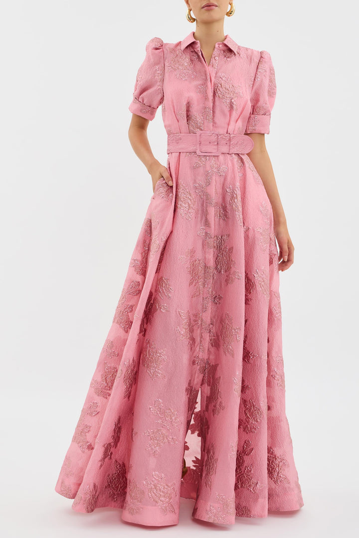 Otilia - Vestido Largo Floral Brocado