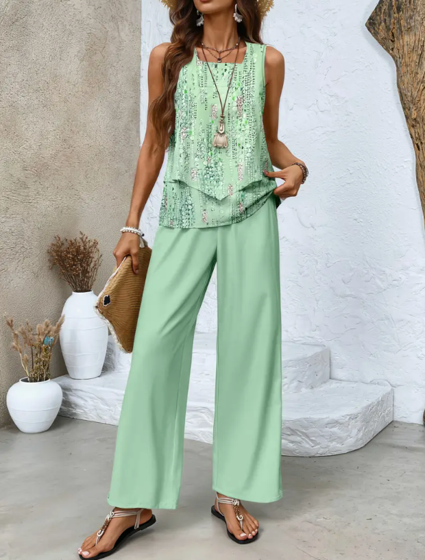 Estrella - Conjunto Dos Piezas Menta Floral