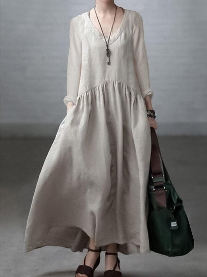 Amanda - Vestido Maxi Fruncido Escote V