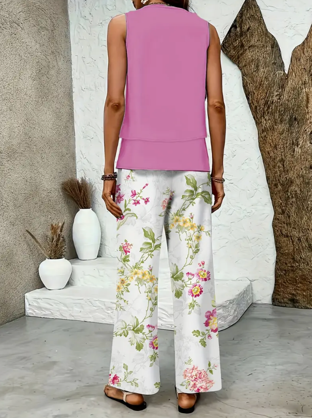 Raquel - Conjunto Dos Piezas Rosa Fucsia Floral
