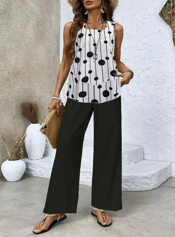 Elvia - Conjunto Dos Piezas Lunares Negro y Blanco