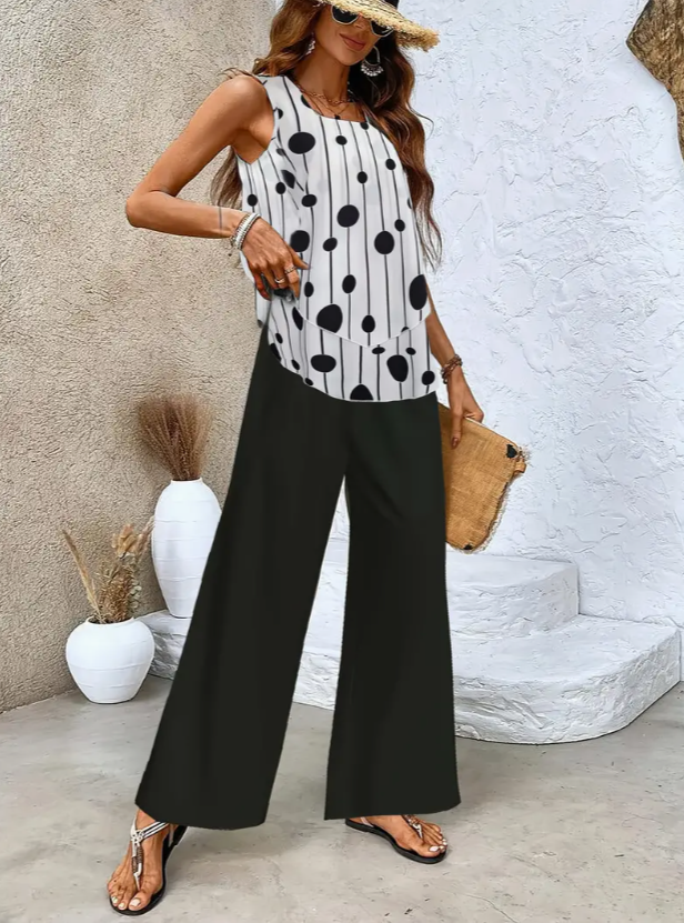 Elvia - Conjunto Dos Piezas Lunares Negro y Blanco