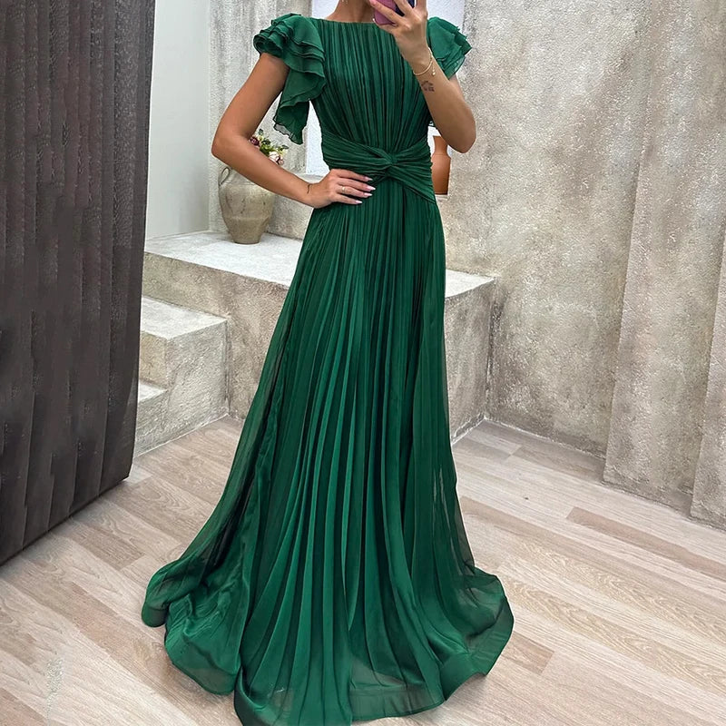 Andrea - Vestido Gala Plisado Volantes