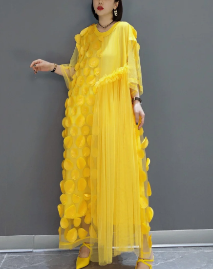 Amelia - Vestido Tul Círculos Aplicados
