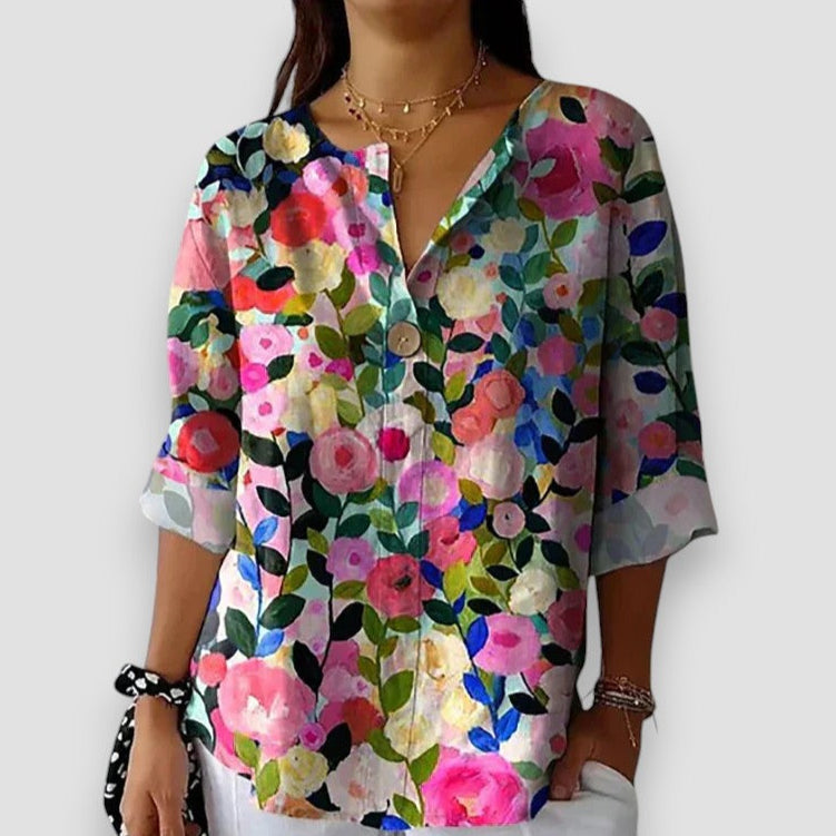 Norma - Blusa Floral Acuarela Multicolor