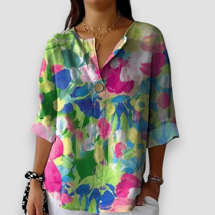 Norma - Blusa Floral Acuarela Multicolor