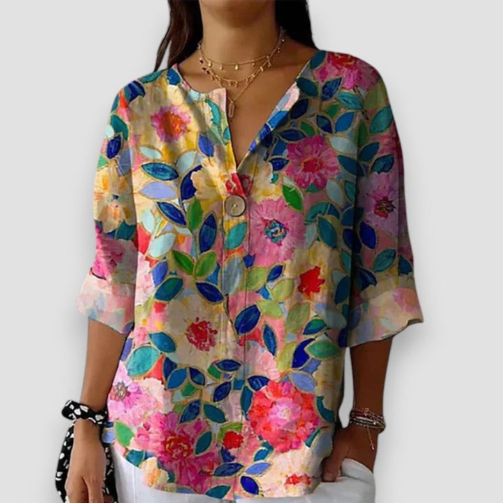 Norma - Blusa Floral Acuarela Multicolor