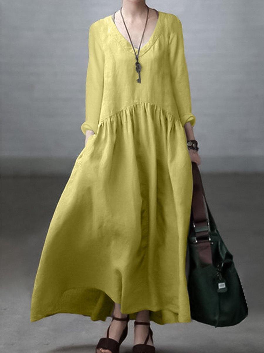 Amanda - Vestido Maxi Fruncido Escote V