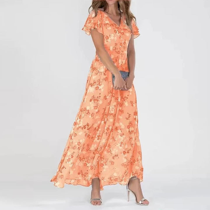 Simona - Vestido Largo Flores Escote V