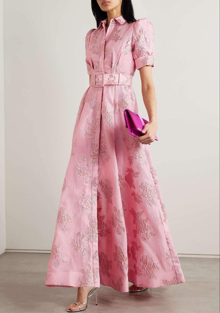 Otilia - Vestido Largo Floral Brocado